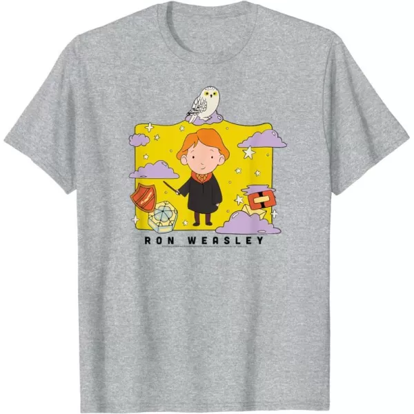 Amazon Essentials Harry Potter Ron Weasley Icons Cartoon Portrait TShirtHeather Grey