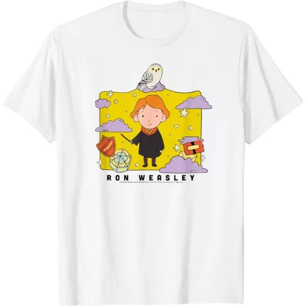 Amazon Essentials Harry Potter Ron Weasley Icons Cartoon Portrait TShirtWhite