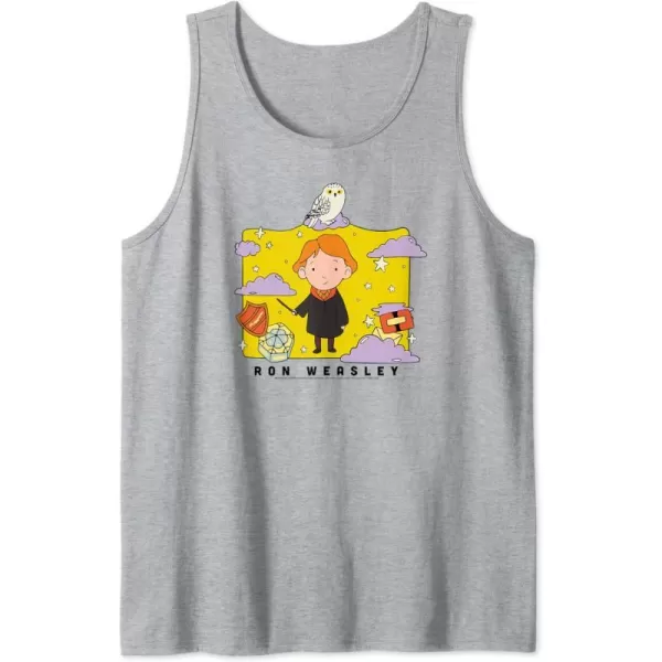 Amazon Essentials Harry Potter Ron Weasley Icons Cartoon Portrait Tank TopHeather Grey