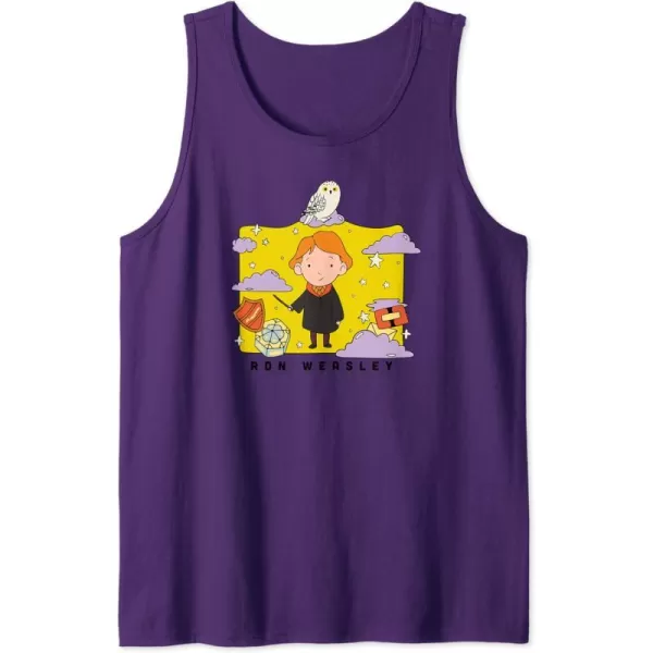 Amazon Essentials Harry Potter Ron Weasley Icons Cartoon Portrait Tank TopPurple
