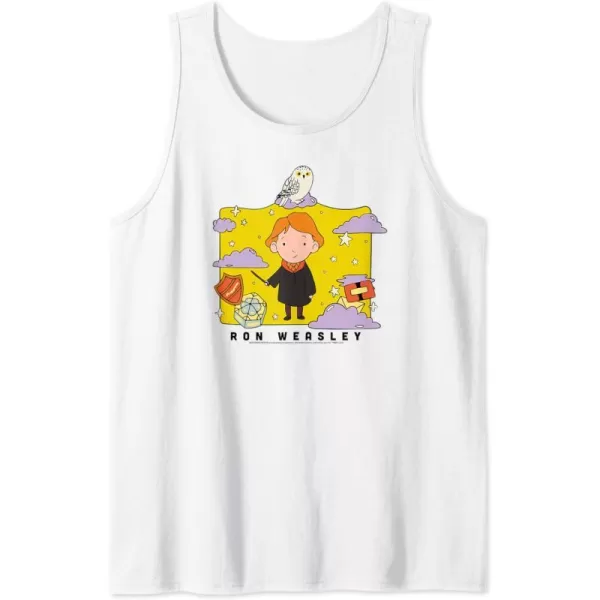 Amazon Essentials Harry Potter Ron Weasley Icons Cartoon Portrait Tank TopWhite