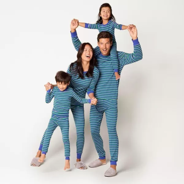 Amazon Essentials Holiday Family Matching Pajama SetsKids amp Baby Blue Green Stripe  Snug Fit