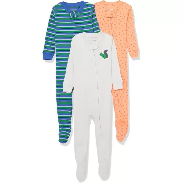 Amazon Essentials Holiday Family Matching Pajama SetsKids amp Baby Blue GreenGreyOrange  Footed