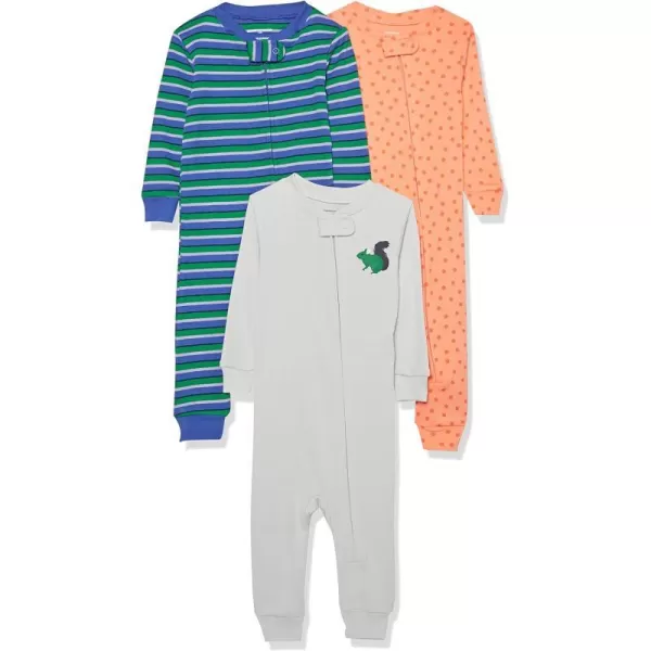 Amazon Essentials Holiday Family Matching Pajama SetsKids amp Baby Blue GreenGreyOrange  Footless