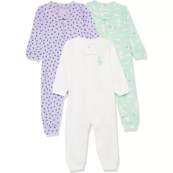 Amazon Essentials Holiday Family Matching Pajama SetsKids amp Baby Forest AnimalsPurpleWhite  Footless