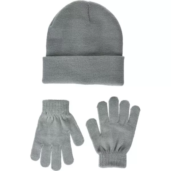 Amazon Essentials Kids Little Beanie and Gloves SetGrey