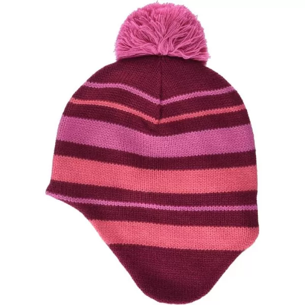 Amazon Essentials Kids Little Ear Flap Beanie with PomRedPinkOrange Stripe