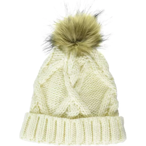 Amazon Essentials Kids Little Knitted Faux Fur Pom BeanieCream