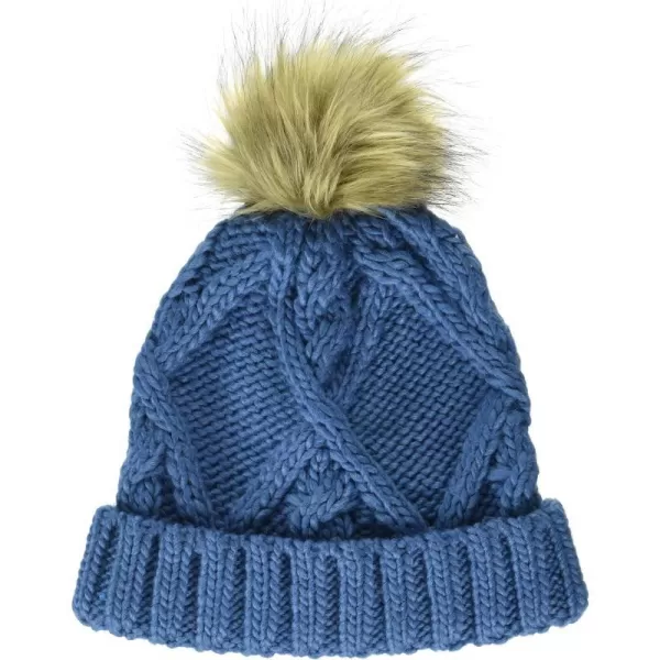 Amazon Essentials Kids Little Knitted Faux Fur Pom BeanieWashed Blue