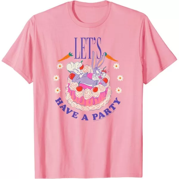 Amazon Essentials Looney Tunes Bugs Bunny Lets Have A Party Cake TShirtPink