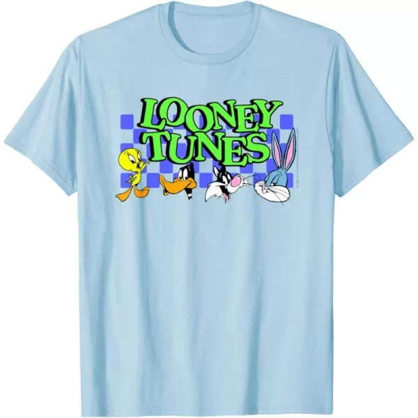 Amazon Essentials Looney Tunes Checkerboard with Characters TShirtBaby Blue