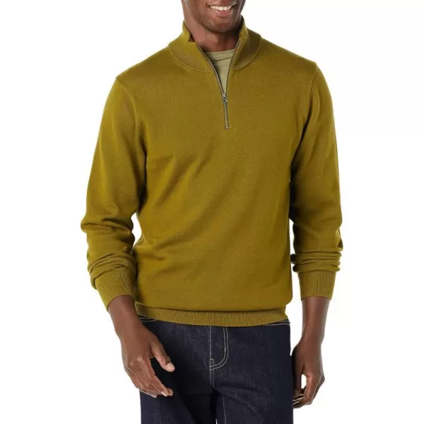 Amazon Essentials Mens 100 Cotton QuarterZip SweaterGreen