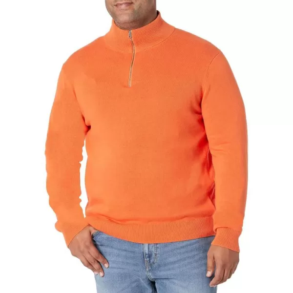 Amazon Essentials Mens 100 Cotton QuarterZip SweaterOrange