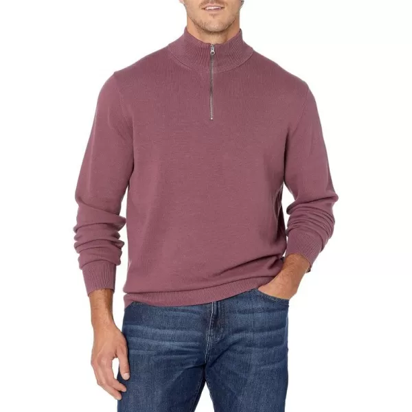 Amazon Essentials Mens 100 Cotton QuarterZip SweaterPlum