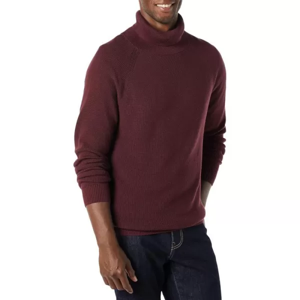 Amazon Essentials Mens 100 Cotton Rib Knit Turtleneck SweaterBurgundy