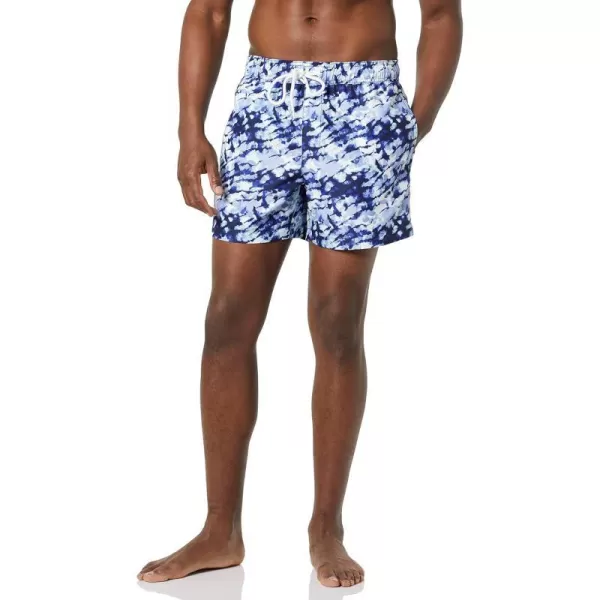 Amazon Essentials Mens 5 QuickDry Swim TrunkNavy Tie Dye