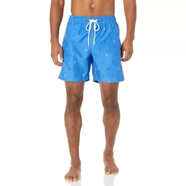 Amazon Essentials Mens 7 QuickDry Swim TrunkAnchor Print