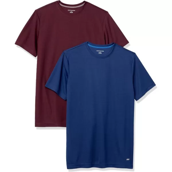 Amazon Essentials Mens Active Performance Tech TShirt Pack of 2BurgundyNavy