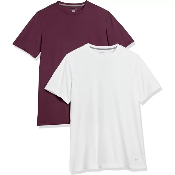 Amazon Essentials Mens Active Performance Tech TShirt Pack of 2BurgundyWhite