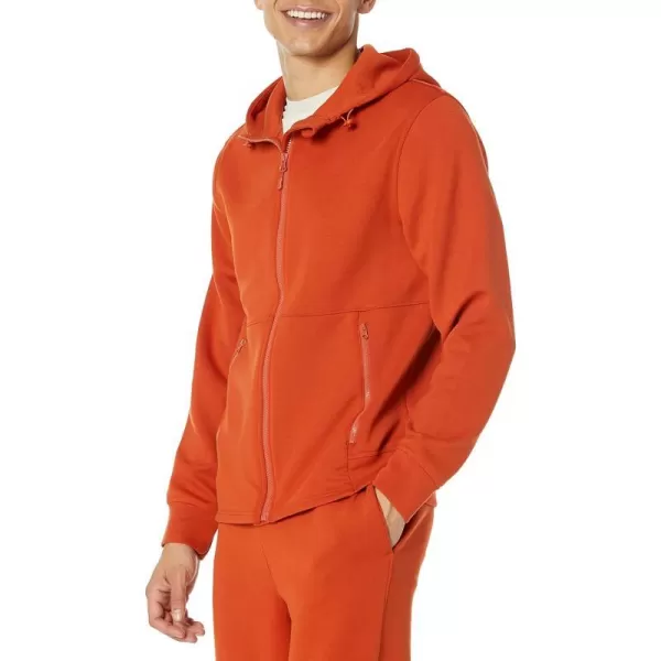 Amazon Essentials Mens Active Sweat Zip Through Hooded Sweatshirt Available in Big amp TallRust Orange