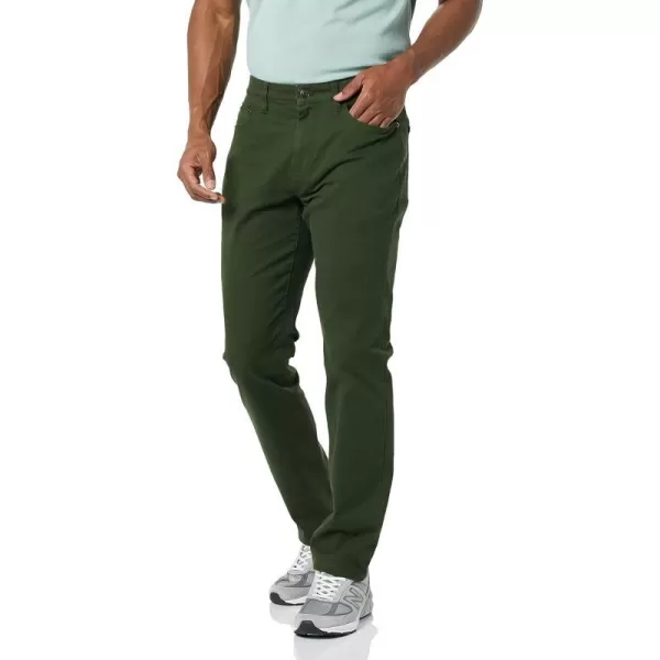 Amazon Essentials Mens AthleticFit 5Pocket Stretch Twill Pant Available in Big amp TallDark Olive