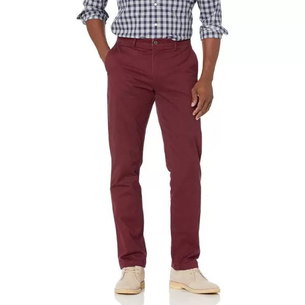 Amazon Essentials Mens AthleticFit Washed Comfort Stretch Chino Pant Previously GoodthreadsBurgundy