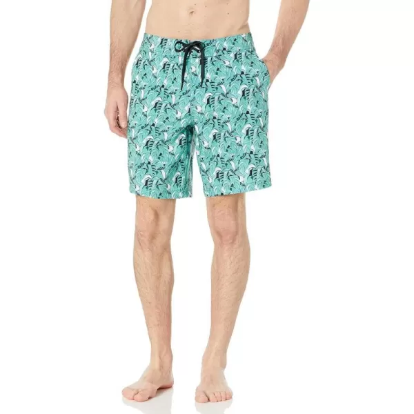 Amazon Essentials Mens Board ShortsTurquoise Green Tropical Leaves