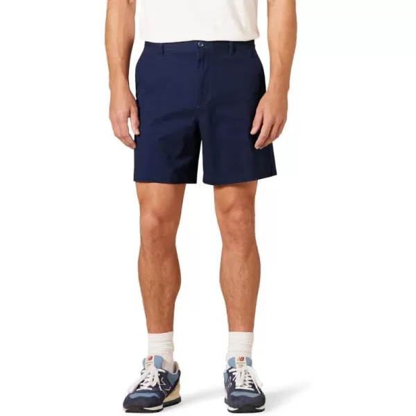 Amazon Essentials Mens ClassicFit 7 Comfort Stretch Chino ShortNavy