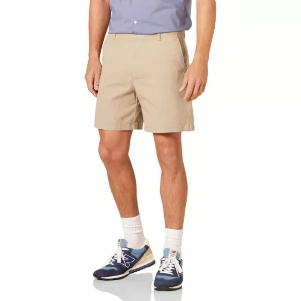 Amazon Essentials Mens ClassicFit 7 Comfort Stretch Chino ShortTan