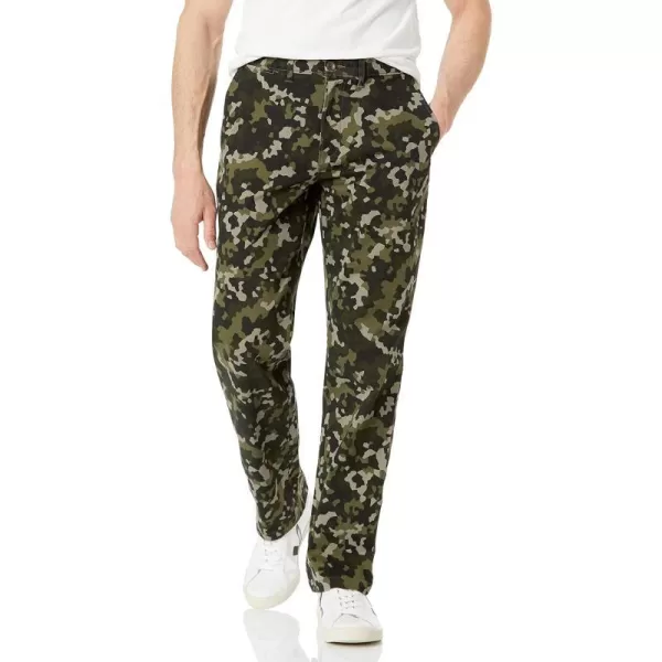 Amazon Essentials Mens ClassicFit Casual Stretch Khaki PantOlive Geo Camo