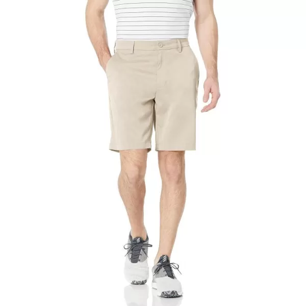 Amazon Essentials Mens ClassicFit Stretch Golf Short Available in Big amp TallPolyester Blend Stone