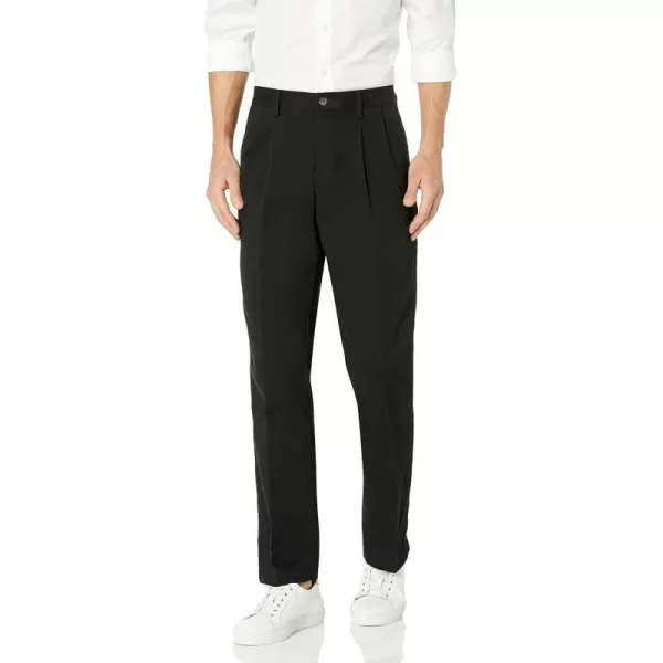 Amazon Essentials Mens ClassicFit WrinkleResistant Pleated Chino Pant Available in Big  TallBlack