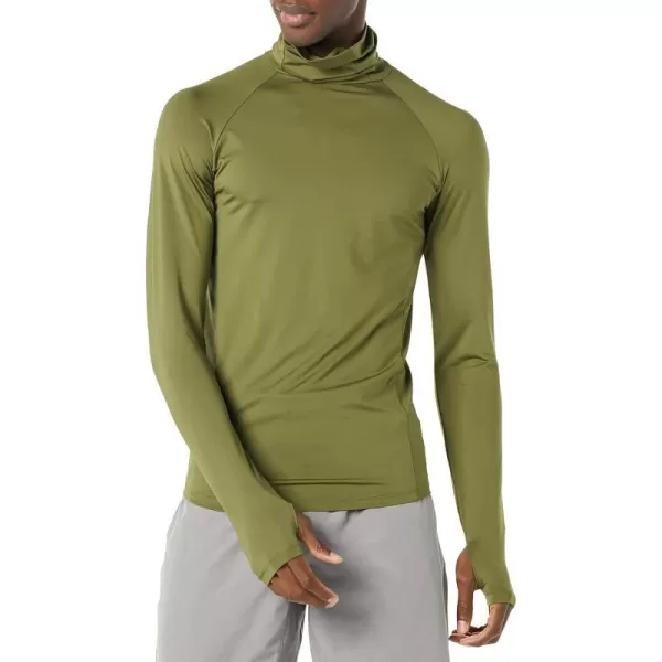 Amazon Essentials Mens Control Tech LongSleeve Masked Running TopDark Olive