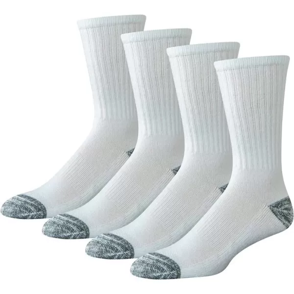 Amazon Essentials Mens Cotton Cushioned Performance Work Crew Sock 4 PairsWhite