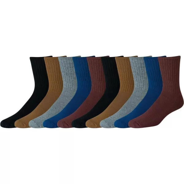 Amazon Essentials Mens Cotton Half Cushioned Crew Socks 10 PairsBlueRedBlack