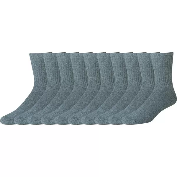 Amazon Essentials Mens Cotton Half Cushioned Crew Socks 10 PairsGrey Heather