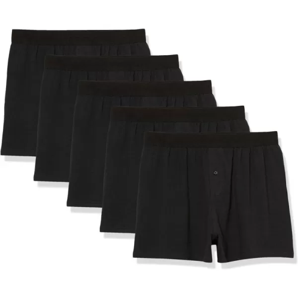 Amazon Essentials Mens Cotton Jersey Boxer Short Available in Big amp Tall Pack of 5Black