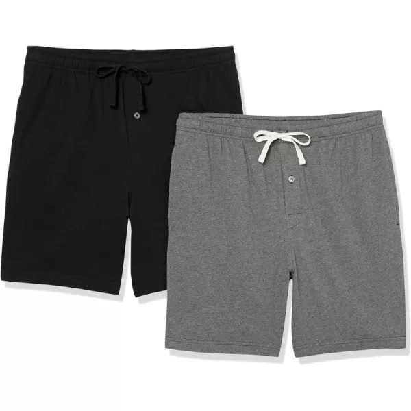 Amazon Essentials Mens Cotton Pajama Shorts Pack of 2BlackCharcoal Heather