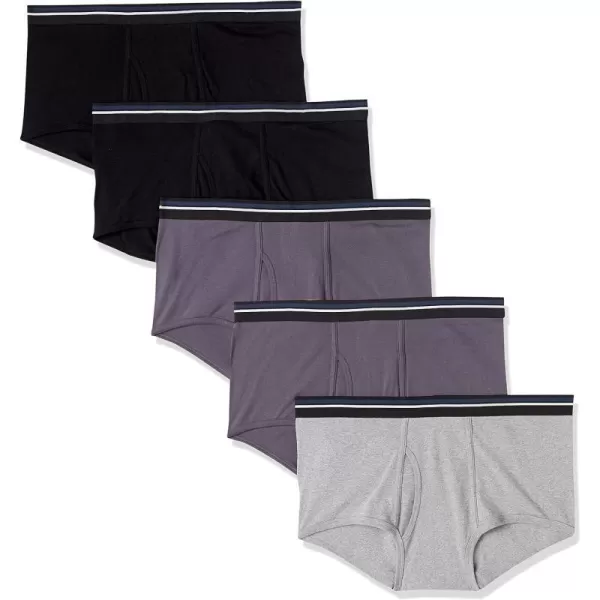 Amazon Essentials Mens Cotton TagFree Briefs Pack of 5BlackGreyCharcoal