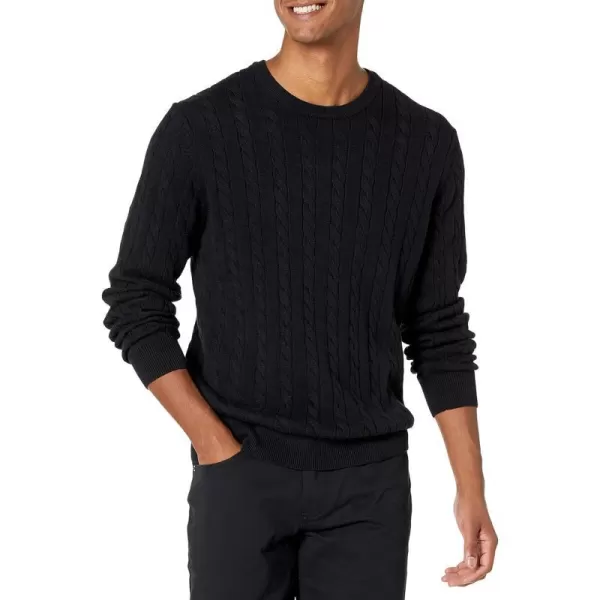 Amazon Essentials Mens Crewneck Cable Cotton SweaterBlack