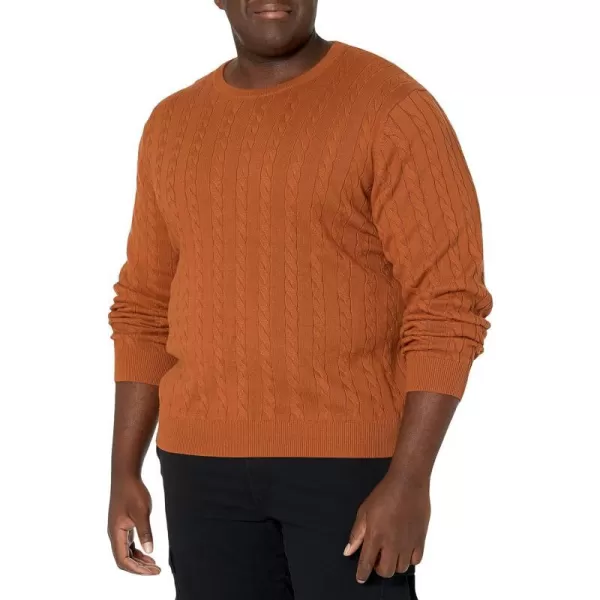 Amazon Essentials Mens Crewneck Cable Cotton SweaterRust