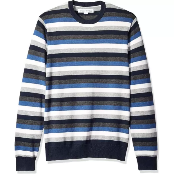 Amazon Essentials Mens Crewneck Sweater Available in Big amp TallBlack Charcoal Stripe