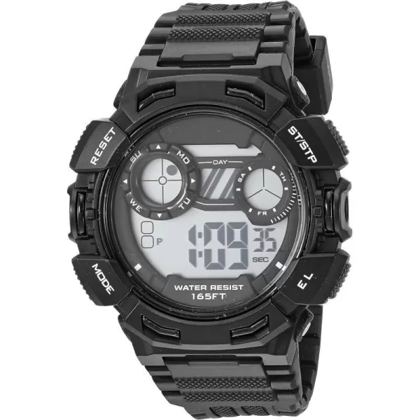 Amazon Essentials Mens Digital Chronograph Black Resin Strap WatchBlack