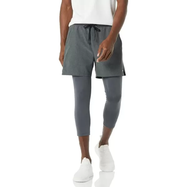 Amazon Essentials Mens Double Layered Woven Moisture Wicking Running Shorts22u201D Interior Inseam Charcoal