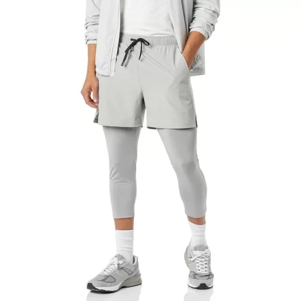 Amazon Essentials Mens Double Layered Woven Moisture Wicking Running Shorts22u201D Interior Inseam Light Grey