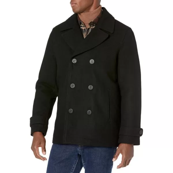 Amazon Essentials Mens DoubleBreasted Heavyweight Wool Blend PeacoatBlack