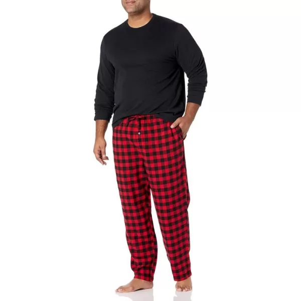 Amazon Essentials Mens Flannel Pajama Set Available in Big amp TallBlackRed Buffalo Plaid