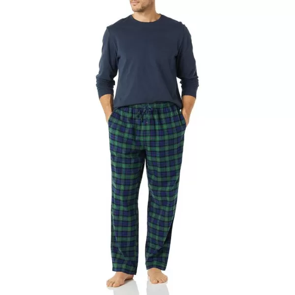 Amazon Essentials Mens Flannel Pajama Set Available in Big amp TallNavyTartan