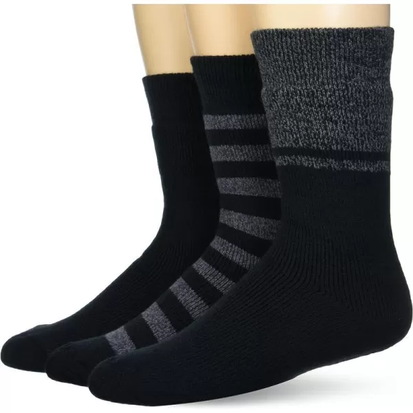 Amazon Essentials Mens Full Terry Brushed Lounge Socks 3 PairsBlack