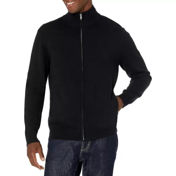 Amazon Essentials Mens FullZip Cotton SweaterBlack